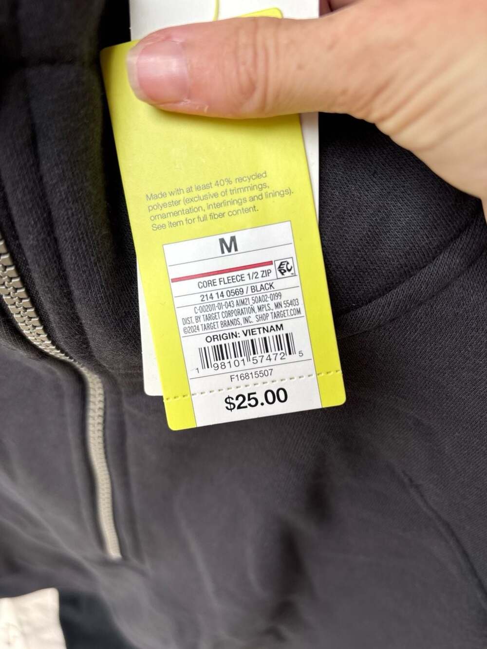 All In Motion Core Fleece 1/2 Zip Size M Black - Picture 3 of 3